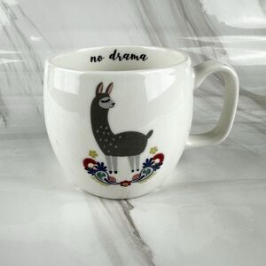 Opalhouse No Drama Llama 14oz Porcelain Mug Cup White Gray Multicolored
